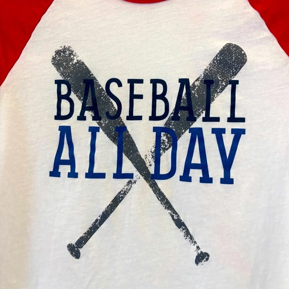 Adidas Kids Long Sleeve Baseball Tee - Red and White